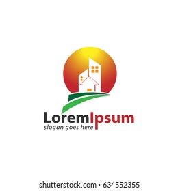 Building construction, real estate design logo