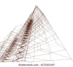 building construction site, 3d  illustration
