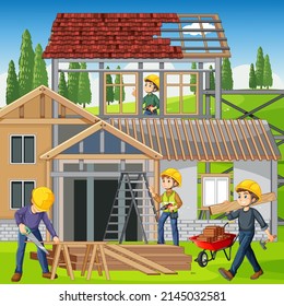 Building construction site background illustration