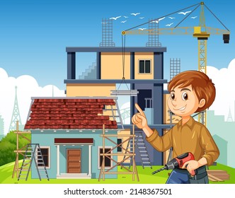Building construction site background illustration