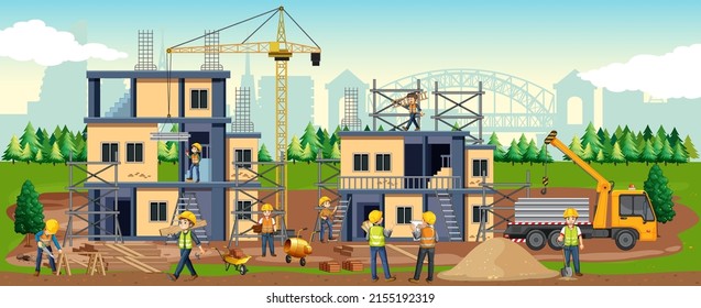 Building construction site background illustration