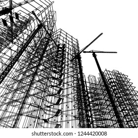 building construction site, vector illustration