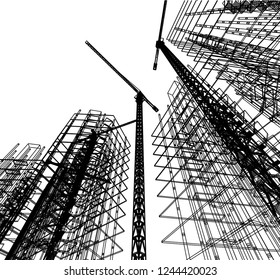 building construction site, vector illustration