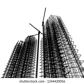 building construction site, vector illustration