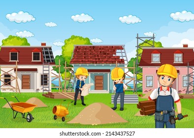 Baustelle und Arbeitergrafik