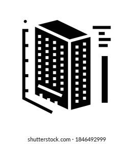 Building Construction Sizes Modeling Glyph Icon Vector. Building Construction Sizes Modeling Sign. Isolated Contour Symbol Black Illustration