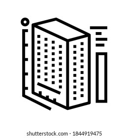 Building Construction Sizes Modeling Line Icon Vector. Building Construction Sizes Modeling Sign. Isolated Contour Symbol Black Illustration