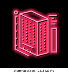construcciones de tamaños de construcción modelando el vector de señal de luz de neón. signo de modelado de tamaños de construcción de edificios. ilustración de símbolo aislado