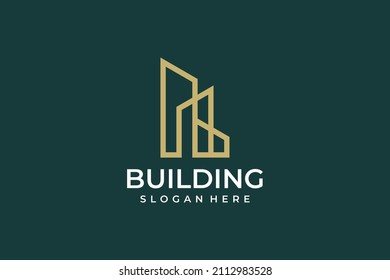 Building construction skyline vector graphic logo