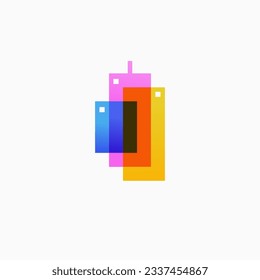Construcción Construcción Tres Torre Apartamento Colorido Gradiente Ilustración del logotipo del vector Icono