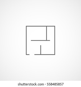 Building Construction Tool Apartment Plan Line Icon On White Background