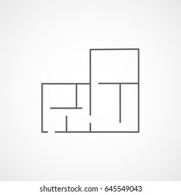 Building Construction Tool Apartment Plan Line Icon On White Background