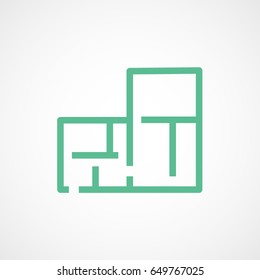 Building Construction Tool Apartment Plan Green Flat Icon On White Background