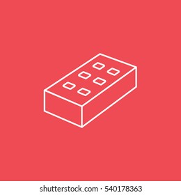 Building Construction Tool Brick Line Icon On Red Background