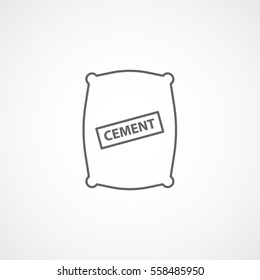 Building Construction Tool Cement Bag Line Icon On White Background