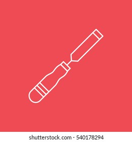 Building Construction Tool Chisel Line Icon On Red Background