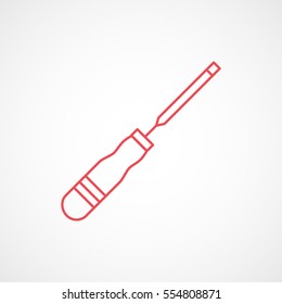 Building Construction Tool Chisel Red Line Icon On White Background