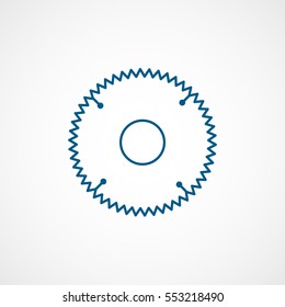 Building Construction Tool Circular Round Saw Blue Line Icon On White Background
