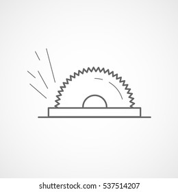 Building Construction Tool Circular Saw Line Icon On White Background