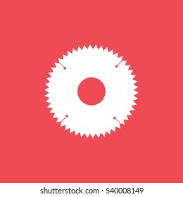 Building Construction Tool Circular Saw Flat Icon On Red Background