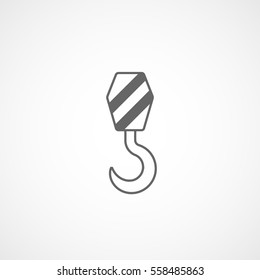 Building Construction Tool Crane Hook Line Icon On White Background