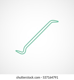 Building Construction Tool Crowbar Green Line Icon On White Background