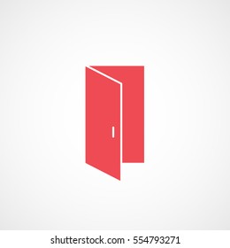 Building Construction Tool Doors Red Flat Icon On White Background