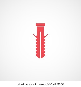 Building Construction Tool Dowel Red Flat Icon On White Background