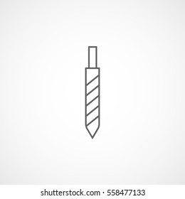 Building Construction Tool Drill Auger Line Icon On White Background