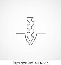 Building Construction Tool Drill Auger Line Icon On White Background