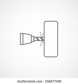 Building Construction Tool Drill Auger Line Icon On White Background