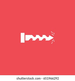 Building Construction Tool Drill Auger Flat Icon On Red Background