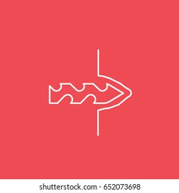 Building Construction Tool Drill Auger Line Icon On Red Background