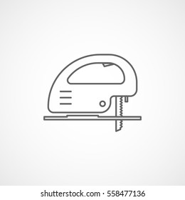 Building Construction Tool Electric Fretsaw Line Icon On White Background