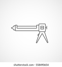 Building Construction Tool Glue Gun Line Icon On White Background