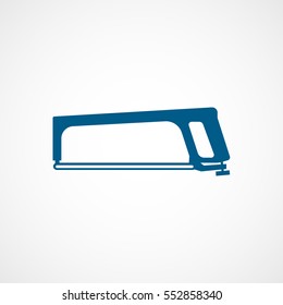 Building Construction Tool Hacksaw Blue Flat Icon On White Background