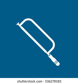 Building Construction Tool Hacksaw Flat Icon On Blue Background