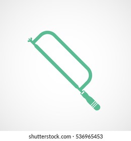 Building Construction Tool Hacksaw Green Flat Icon On White Background