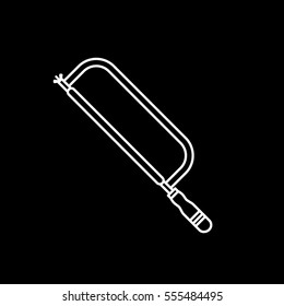 Building Construction Tool Hacksaw Line Icon On Black Background