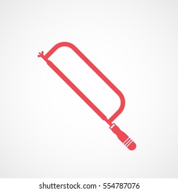 Building Construction Tool Hacksaw Red Flat Icon On White Background