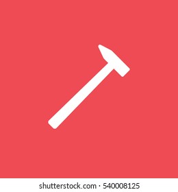 Building Construction Tool Hammer Flat Icon On Red Background