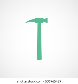 Building Construction Tool Hammer Green Flat Icon On White Background