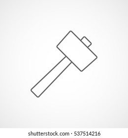 Building Construction Tool Hammer Line Icon On White Background