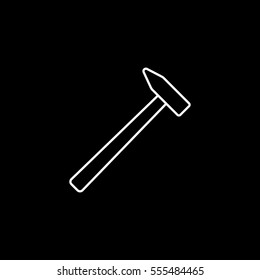 Building Construction Tool Hammer Line Icon On Black Background