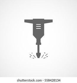 Building Construction Tool Jackhammer Flat Icon On White Background