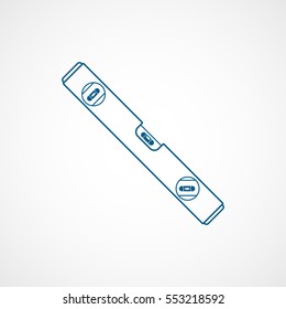 Building Construction Tool Level Blue Line Icon On White Background