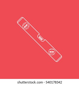Building Construction Tool Level Line Icon On Red Background