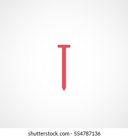 Building Construction Tool Nail Red Flat Icon On White Background