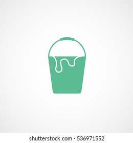 Building Construction Tool Pain Bucket Green Flat Icon On White Background