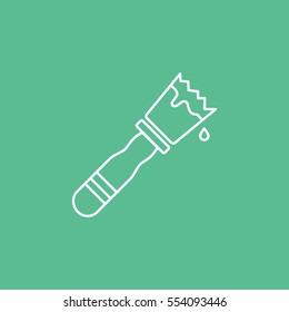 Building Construction Tool Paint Brush Line Icon On Green Background
